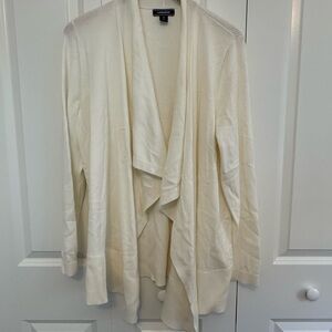 Lands' End White Cardigan Sweater with Waterfall Front